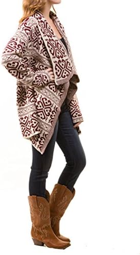 Women's Drape Front Aztec Tribal Cardigan Sweater (G7434-Mt1,Medium)