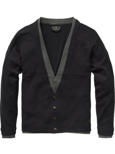 Scotch & Soda Herren Strickjacke fake double layer cardigan - printed - 11040860047, Gr. 5 Preisvergleich