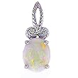 14K White Gold Opal and Diamond Pendant