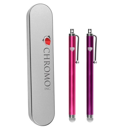 Chromo Inc.® Mesh Stylus Mother's Day Gift Set 2 Mesh Stylus in Chrome Gift Box - Extreme-Durable Pro Series - 1 Pink & 1 Purple Mesh Stylus