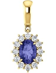 10K Yellow Gold 7.00x5.00mm Oval Cut Tanzanite and Diamond Pendant -- LIFETIME WARRANTY