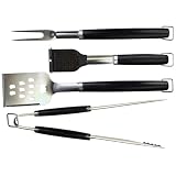 Charcoal Companion CC1005 4-Piece Perfect Chef Barbecue Tool Set with Black Handles