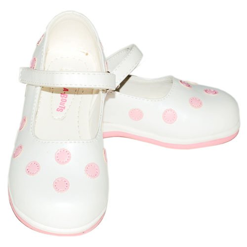 Roc-A-Bouts Little Girls White Dot Mary Jane Shoes Toddler 7.5-Kids 13