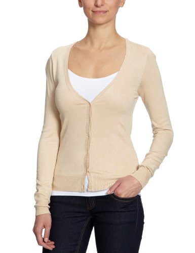 VERO MODA Damen Strickjacke, 10074601 GLORY NEW LS V-NECK, Gr. 36 (S), Beige (IVORY CREAM) Preisvergleich