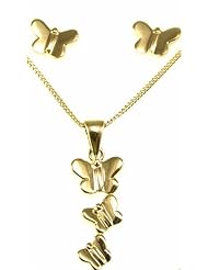 Kala-isjewels - Ladies- 18ct Gold Plated "" Butterfly ""Pendant ( 1,18"" ) , Earrings and Chain (17,71"" )