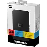 Western Digital WDBAAR3200ABK-EESN Elements Portable 320GB externe Festplatte (6,4 cm (2,5 Zoll), 5400rpm, 12ms, 2MB Cache, USB)