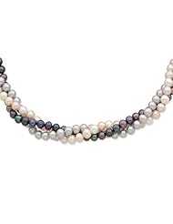 14k Yellow Gold 18in 6-6.5mm Multicolor Freshwater Cultured Pearl Necklace.