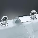 Two Handle Widespread Waterfall Roman Bath Tub Filler Faucet, Chrome