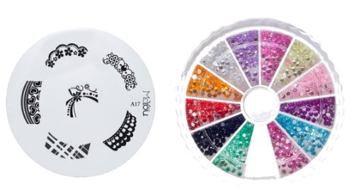 MoYou Nail Art Image Plate A17+ Rhinestone Pack-1200 premium quality Gemstones with 12 dif Preisvergleich