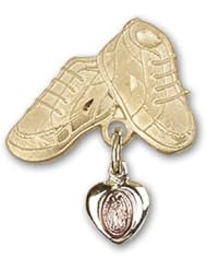 Gold Filled Baby Badge with Pink Miraculous Charm and Baby Boots Pin