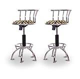 2 24"-29" Brown Zebra Faux Fur Animal Print Seat Chrome Adjustable Specialt ....