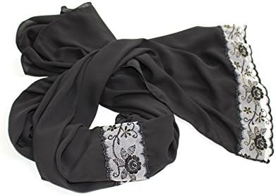 The Twelve Stylish Design Hijab Scarf Series Flower Pattern Lace Black