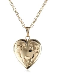 14k Yellow Gold Filled Engraved Heart Locket, 18"
