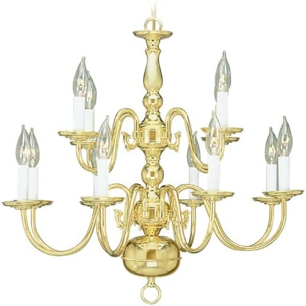 Livex Lighting 5012-02 Williamsburg 12 Light Two Tier (8+4) Polished Brass Chandelier