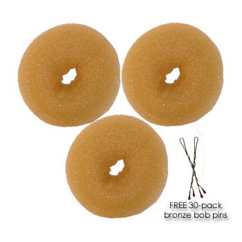 3-pack * Chignon Blonde Medium Hair Donuts * 3Â¼" X 1Â¼"