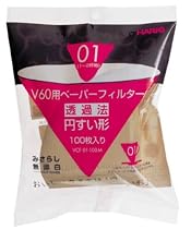 ハリオ V60用ペーパーフィルター無漂白 1-2杯用 100枚入 VCF-01-100M