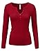 DOUBLJU Sexy Deep V-Neck Henley T-Shirt for Women with Plus Size