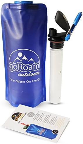 GoRoam Outdoors Collapsible Water Bottles Only (Filter Currently Sold Out) with Integrated Carabiner. Perfect for Camping, Hiking, Backpacking, Exercise &amp; Travel