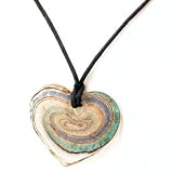 Glass Heart Pendant Swirl, White, Green and Blue