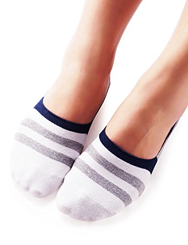 Vero Monte 4 Pairs Womens Cotton No Show Athletic Liner Socks - Non-Slip Grips