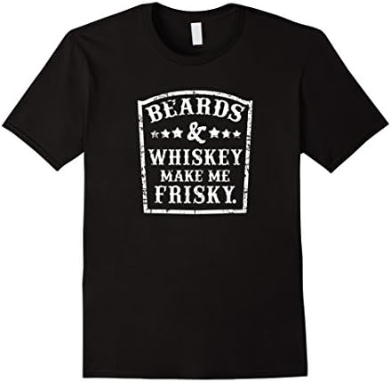 Men's Beards &amp; Whiskey Make Me Frisky Tshirt Large Black