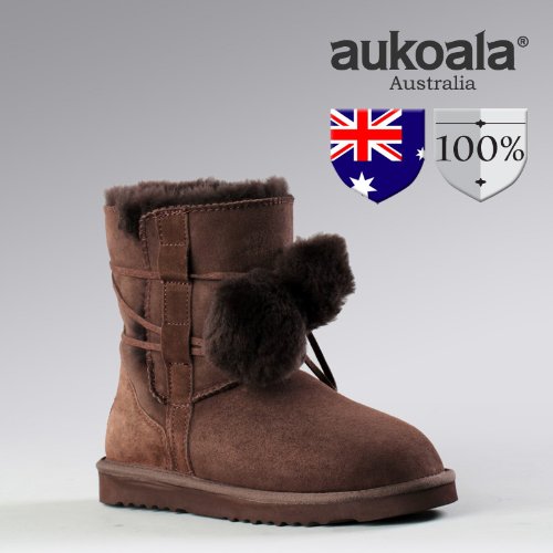 Aukoala Snow Boots Australia Sheepskin Warm Doro Short For Womens_Chocolate_Us Size 5 On Sale