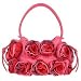 Fontanelli Hot Pink & Red Handmade Rose Bouquet Italian Leather Handbag