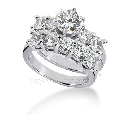 14K White Gold Round Cut Diamond Matching Bridal Set (3.25ct.tw, HI Color, SI2-3 Clarity)