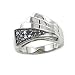 Sterling Silver Black Diamond Triangle Ring (1/4 title=