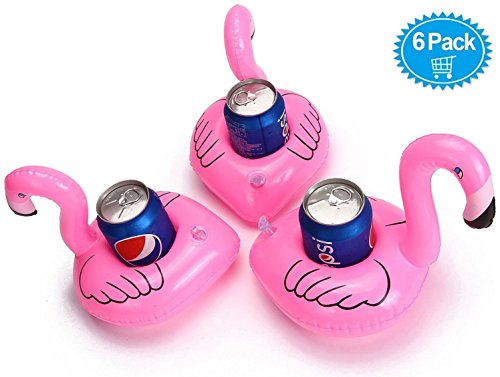 Moon Boat Inflatable Floating Flamingo Coasters Drink Holder Pool Party Decorations Swim Floats (6 PCS)
