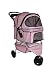 Classic Pink Plaid 3 Wheel Pet Stroller