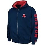 MLB Men's Boston Red Sox Cold Fire Hooded Full Zip Fleece (Athletic Navy Heather/Athletic Red, X-Large)