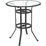 Meadow Decor Florencia 36 Inch Glass Top Bar Table - Mocha Stone Finish