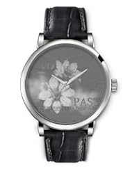 SPRAWL Aanalog Fashion Series Silver Ladies Watches of Genuine Black Leather Strap,Unique Wrist Watch for Women Girls Designed with White flower on old design