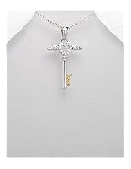 Key CZ Pendant Necklace In 92.5 Sterling Silver