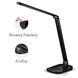 Guanya F118 Dimmable LED Desk Lamp Aluminum Alloy Lamp Arm,Memory Function,Eye-caring,Energy Efficient,7-Level Dimmer,Touch-sensitive Control Panel ,Matte Black