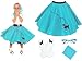 Hip Hop 50's Shop 1950s Girls 4 Piece Poodle Skirt Costume Outfit for Kids with Accessories (glasses, socks, scarf) (Child Medium Teal)