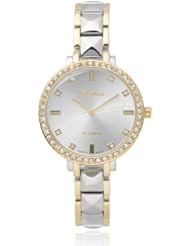 Brinley Co. Womens Rhinestone Accent Metal Link Watch