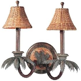 Maitland-Smith Palm Leaf and Woven Rattan Wall Sconce