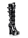 Black Buckle Knee High Biker Platform Boot - 6