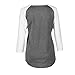 Fedi Apparel Womens 3/4 Sleeve Crew Neck Blouse Loose Shirt Letter/Floral Print Top (XXXL, Gray)