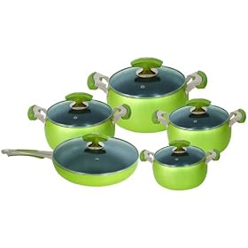 Imperial 10-piece Soft Anodized Cookware Set, Green