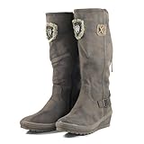 warme Damen Stiefel /Boots in Braun mit Kunstfell gefüttert Absatzhöhe 4 cm , Größe 38