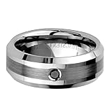 8mm 1 one Stone Black Diamond Bezel Men's Cobalt Free Tungsten Carbide COMFORT-FIT Wedding Band Ring (Size 8 to 12)