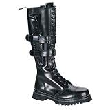 MENS SIZING Gothic Punk Boot 20 Eyelet Knife Holder Strap Black Leather Knee Boot Steel Toe