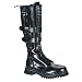 MENS SIZING Gothic Punk Boot 20 Eyelet Knife Holder Strap Black Leather Knee Boot Ste...