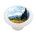 Wheat Field with Cypress by Van Gogh Decorative High Gloss Ceramic Drawer Knob