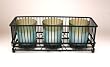 Artika Aquamarine Glass Votive Holders with Decorative Metal Cage - Battery Operated Tealights Included