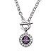 Inspired Silver Epilepsy Awareness Circle Charm Toggle Necklace Clear Crystal Rhinestones