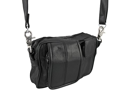 Black Nappa Leather Biker Ride Bag Belt Loop Purse